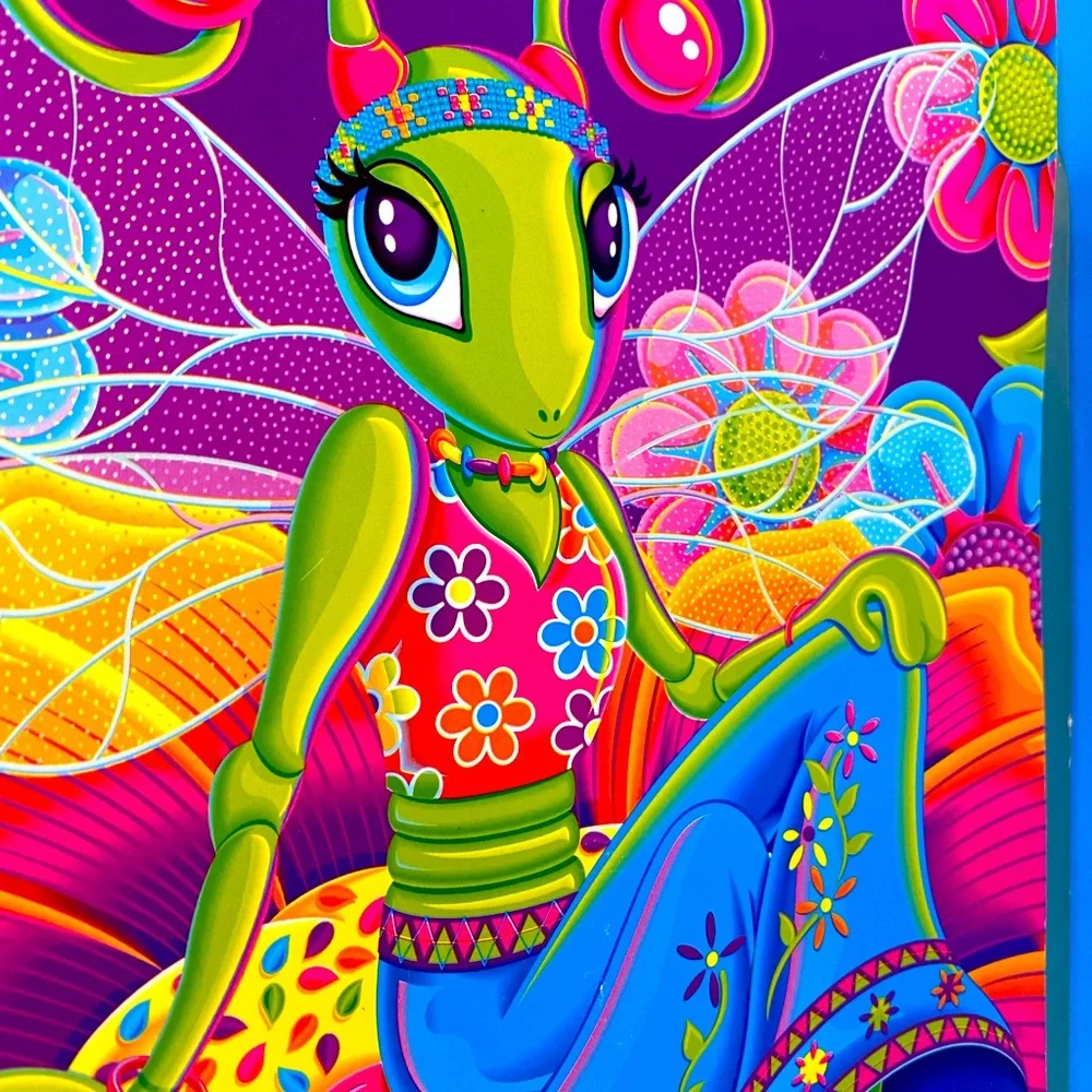 LISA FRANK VTG FANTASTIC WORLD DIVA DRAGONFLY 3 HOLE BINDER DIVIDERS SET OF 2